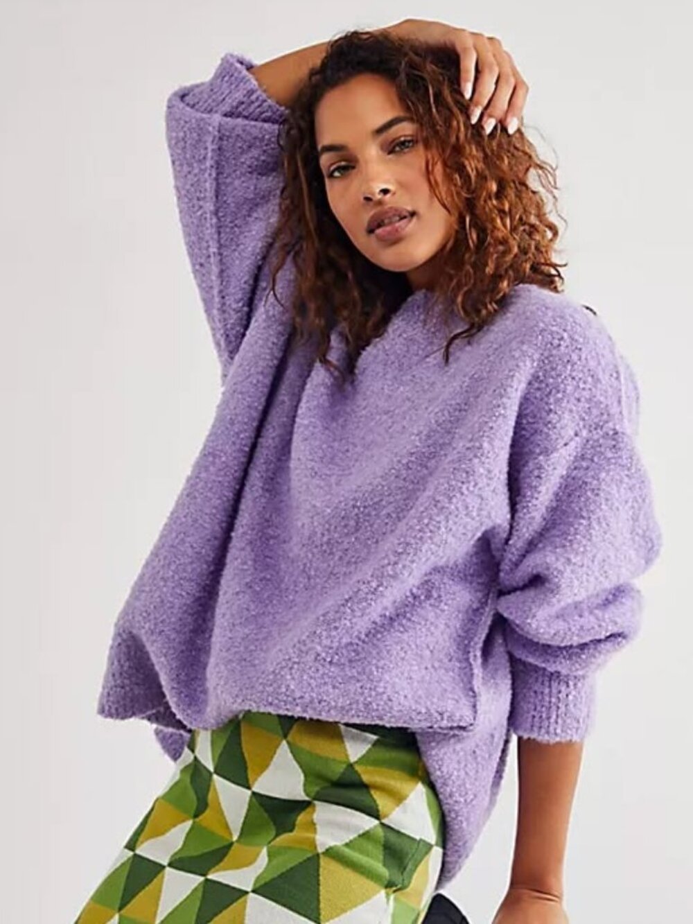 NWOT Free People Women's Moira Slouchy Tunic Sweater in Purple Grape Size Small